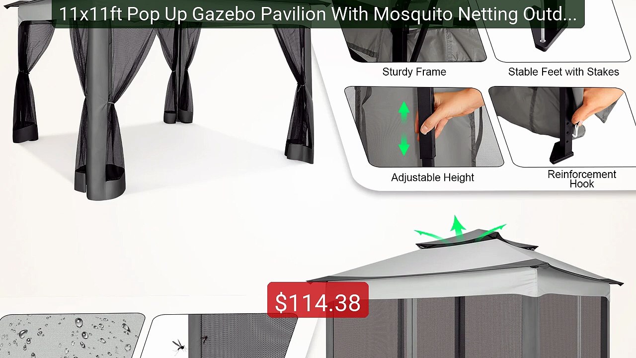 11x11ft Pop Up Gazebo Pavilion With Mosquito Netting Outdoor Canop... -- Best Deal 2026 | Shop Now!
