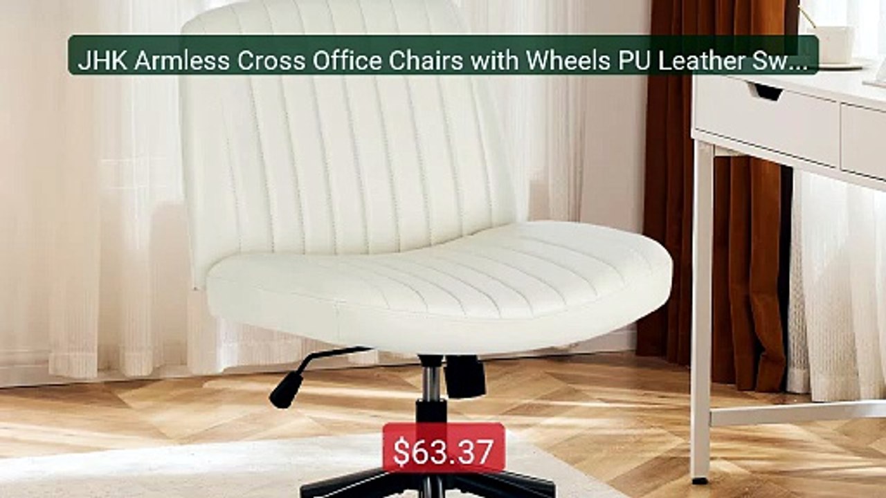 JHK Armless Cross Office Chairs with Wheels PU Leather Swivel ... -- Best Buy 2026 | Great Quality!