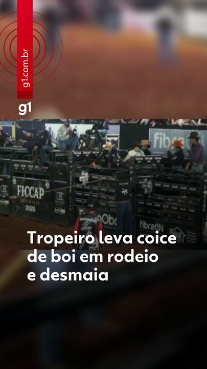Tropeiro leva coice de boi na cabeça durante rodeio e desmaia