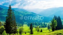 Time Lapse of Blue Sky with Clouds Over Mountain