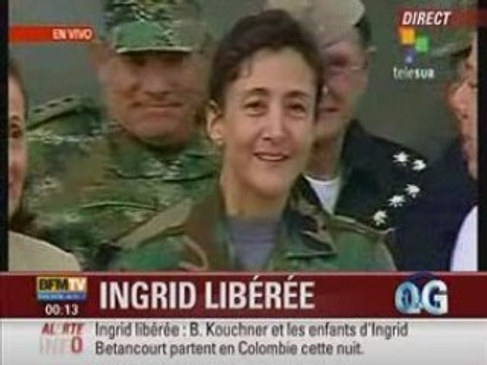Liberation Ingrid Betancourt : Arrivee de l avion a Bogota