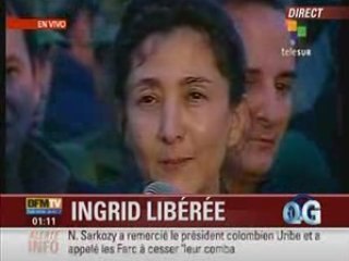 Liberation Ingrid Betancourt Remerciements pour la France