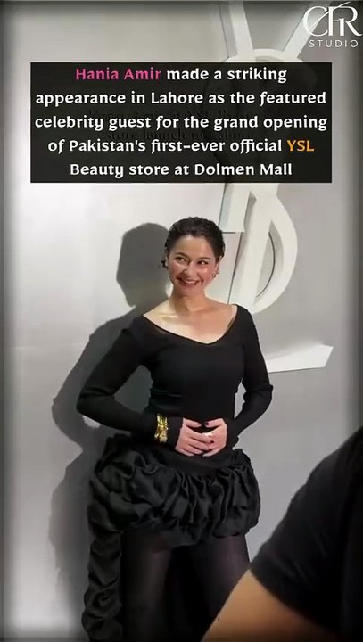 Hania Amir made a striking appearance in Lahore as the featured celebrity guest for the grand opening of Pakistan's first-ever official YSL Beauty store at Dolmen Mall