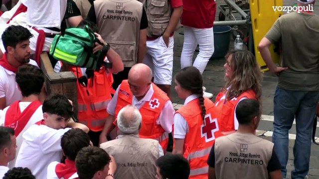 Peligroso y rápido cuarto encierro de los Sanfermines con toros de Álvaro Núñez