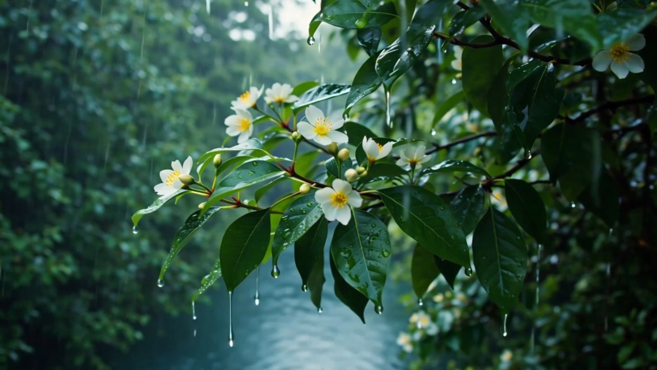 Forest Rain & White Petals 🌿 Calming ASMR for Sleep and Anxiety Relief (No Ads)