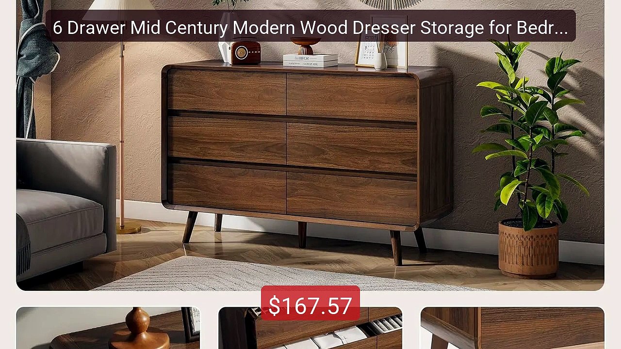 6 Drawer Mid Century Modern Wood Dresser Storage for Bedroo... -- Top Pick 2026 | Unbeatable Price!