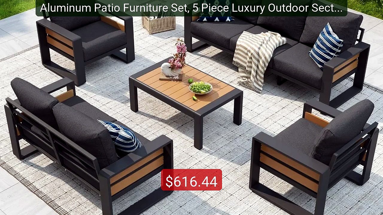 Aluminum Patio Furniture Set, 5 Piece Luxury Outdoor Sectional with... -- Top Rated 2026 | Buy Now!