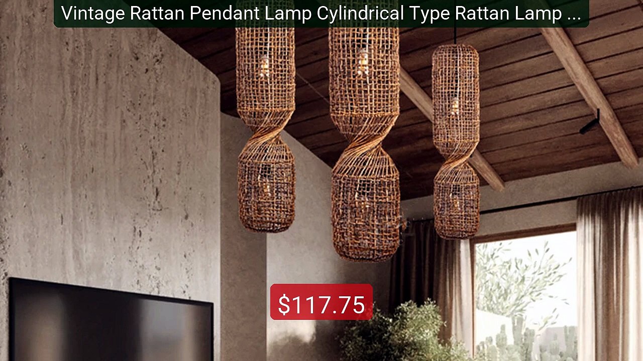 Vintage Rattan Pendant Lamp Cylindrical Type Rattan Lamp for Living... -- Top Rated 2026 | Buy Now!
