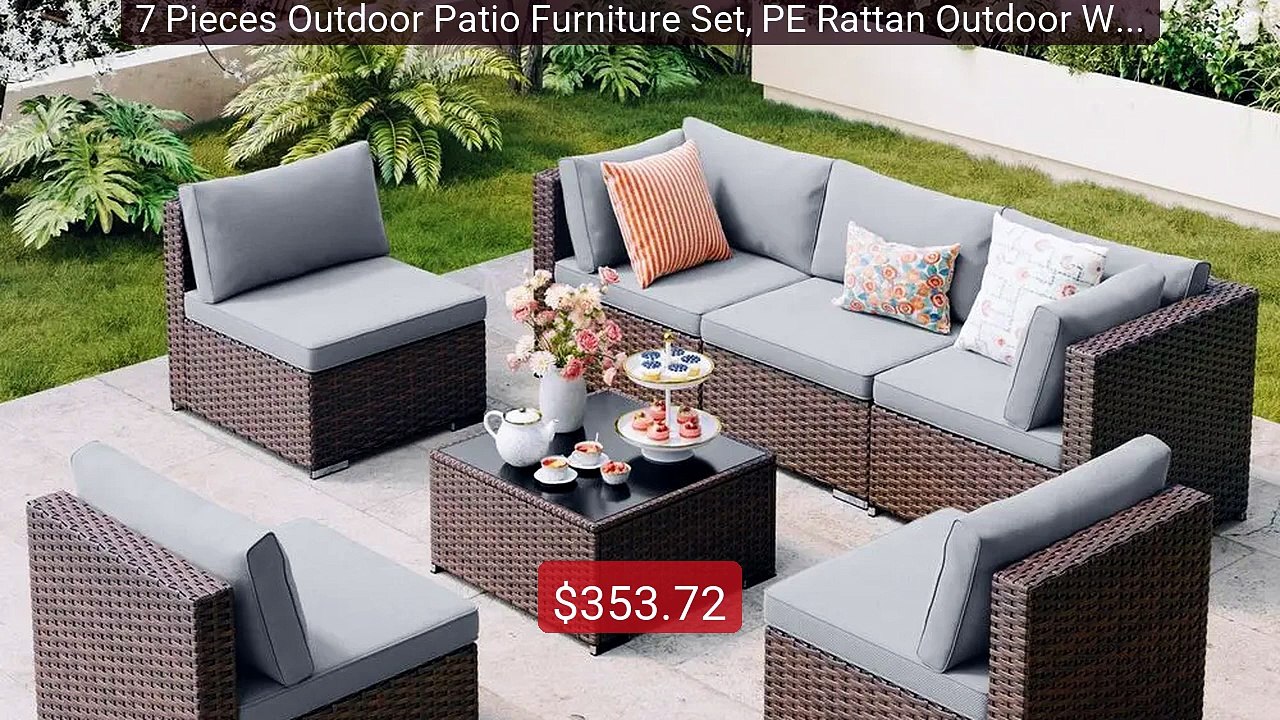 7 Pieces Outdoor Patio Furniture Set, PE Rattan Outdoor Wicker Sec... -- Best Deal 2026 | Shop Now!