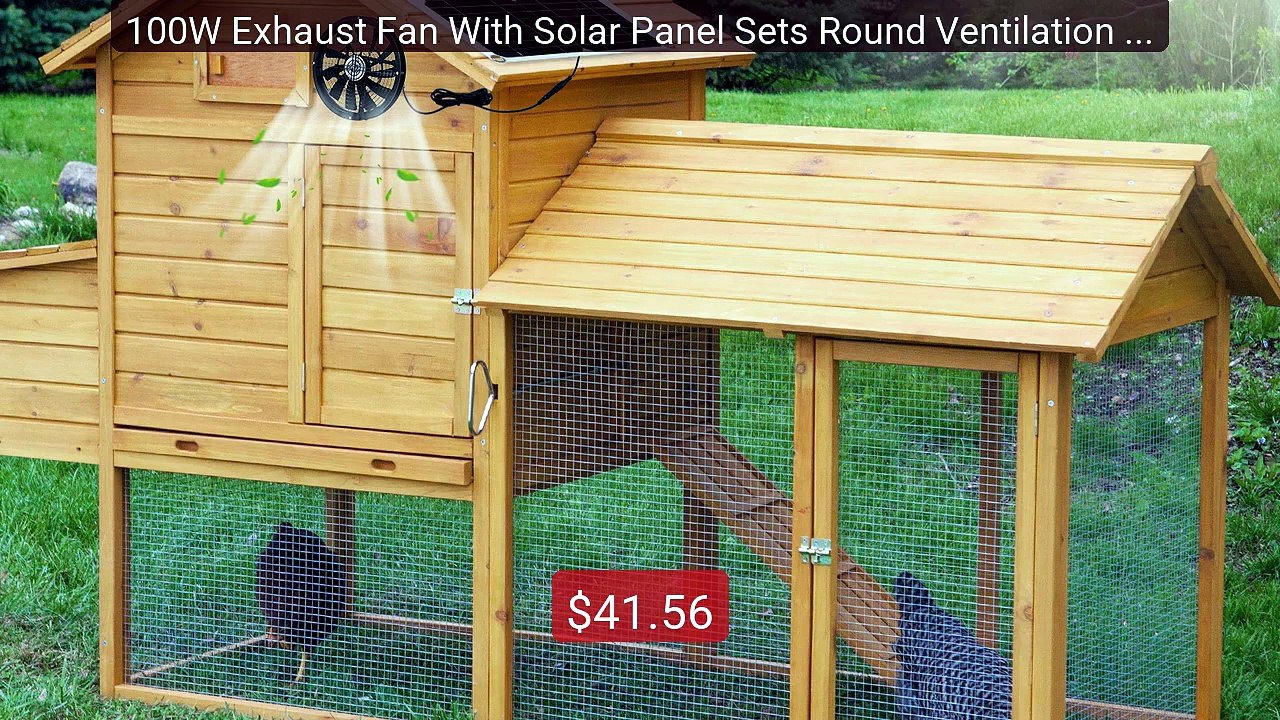 100W Exhaust Fan With Solar Panel Sets Round Ve...