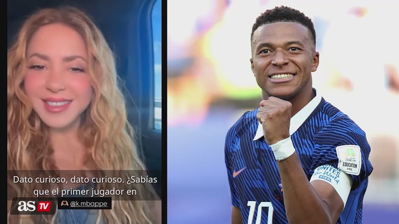 Shakira 'points' at Mbappé