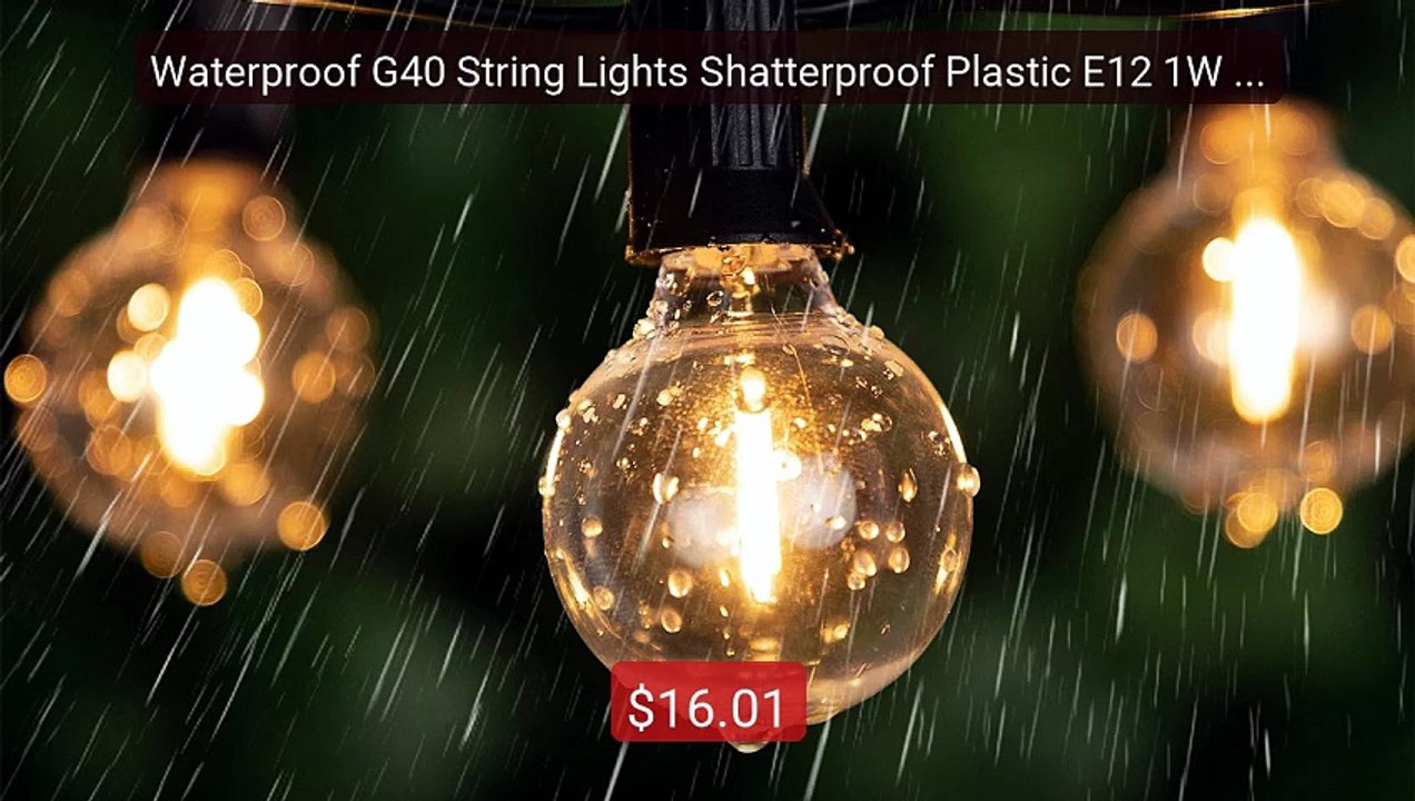 Waterproof G40 String Lights Shatterproof Plastic E12 1W Bulb... -- Amazing Value 2026 | Must Have!