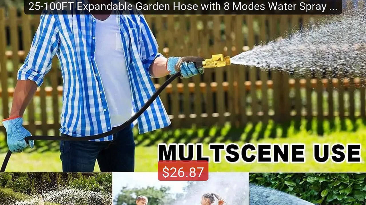 25-100FT Expandable Garden Hose with 8 Modes Water Spray Gun Durabl... -- Top Rated 2026 | Buy Now!