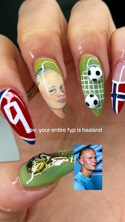 La nueva tendencia viral: uñas inspiradas en el rostro de Haaland