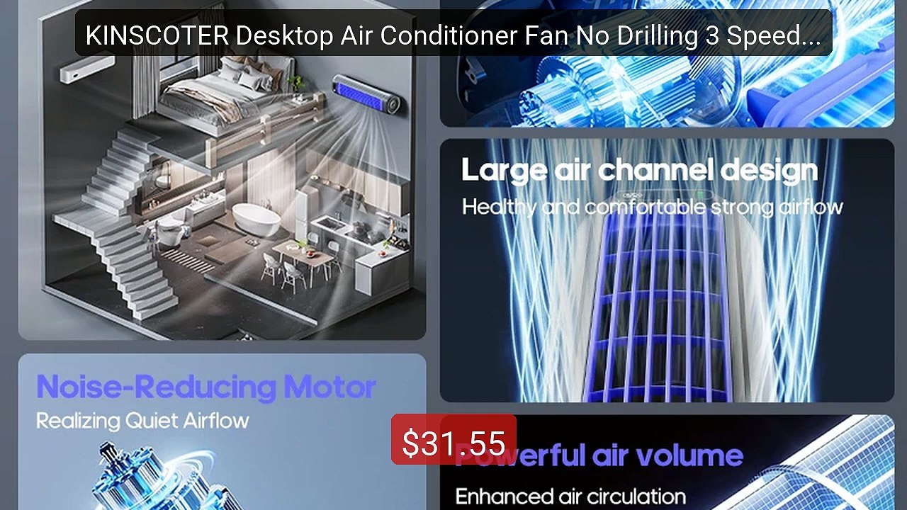 KINSCOTER Desktop Air Conditioner Fan No Drilling 3 Speeds Cooling ... -- Top Rated 2026 | Buy Now!