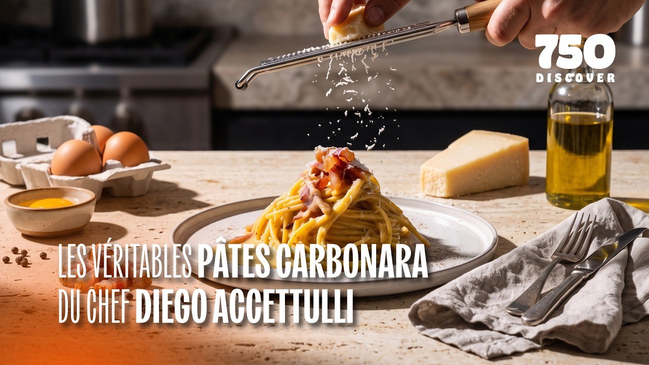 La véritable recette des spaghetti carbonara du chef Diego Accettulli | 750g