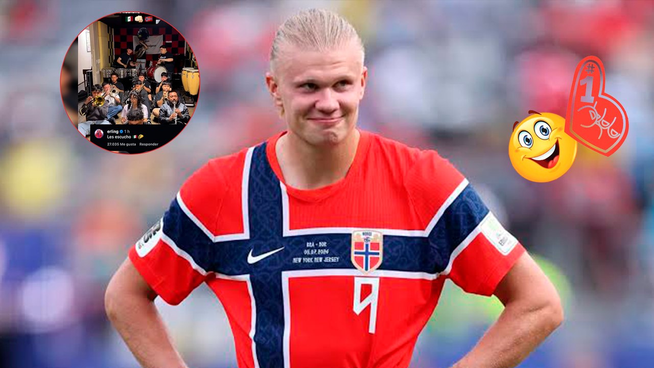 Erling Haaland reacciona a la canción de banda y festejo de Noruega en versión mexicana