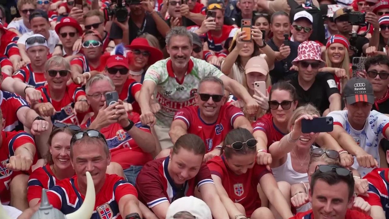 Norwegian fans take the streets ahead of the match against England