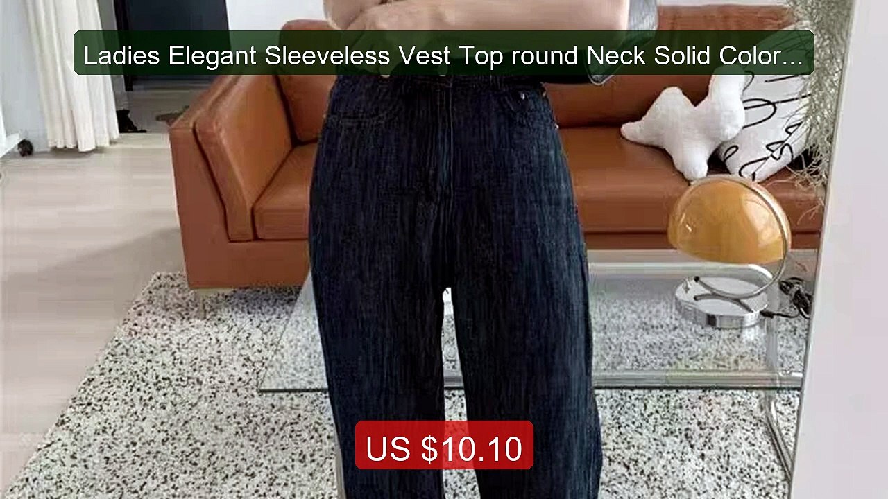 Ladies Elegant Sleeveless Vest Top round Neck Solid Color Mid-... -- Best Buy 2026 | Great Quality!