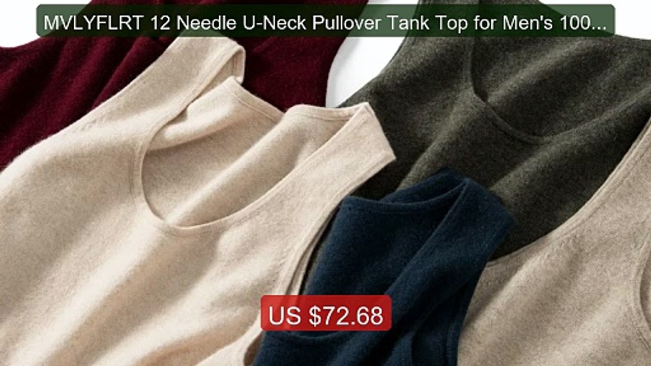 MVLYFLRT 12 Needle U-Neck Pullover Tank Top for Men's 100% Cashmere... -- Top Rated 2026 | Buy Now!
