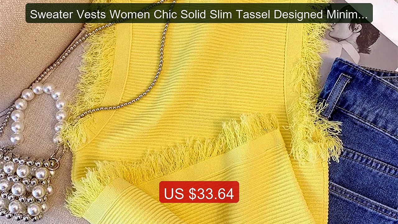 Sweater Vests Women Chic Solid Slim Tassel Designed Minimalist Stu... -- Best Deal 2026 | Shop Now!