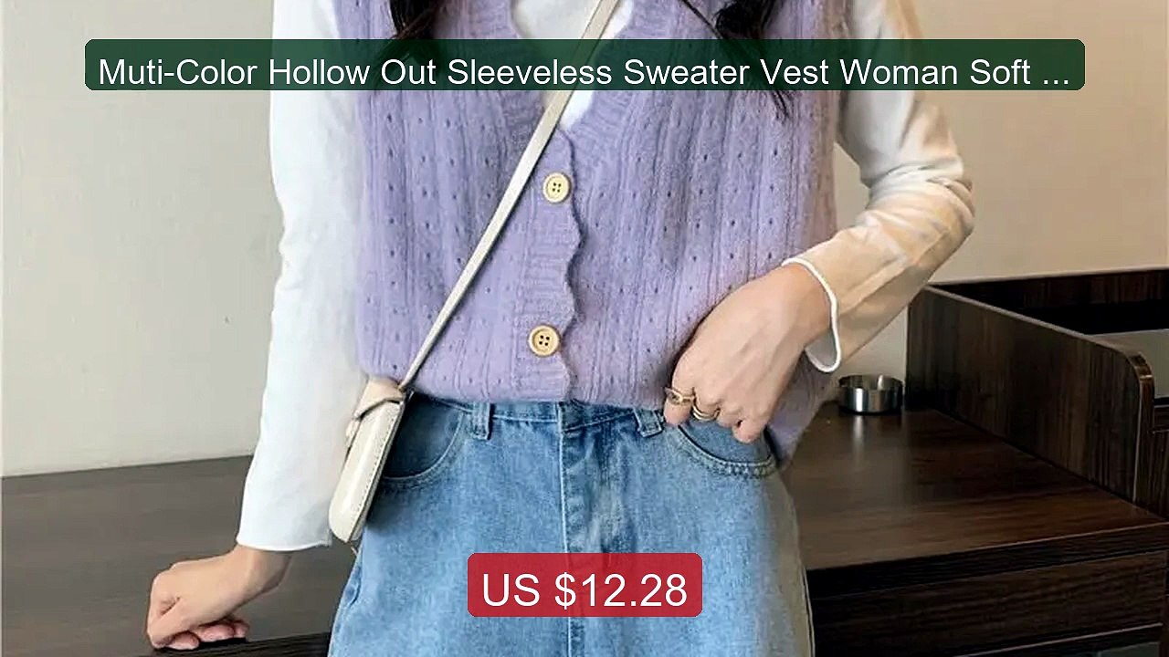 Muti-Color Hollow Out Sleeveless Sweater Vest Woman Soft Slim ... -- Hot Deal 2026 | Limited Offer!