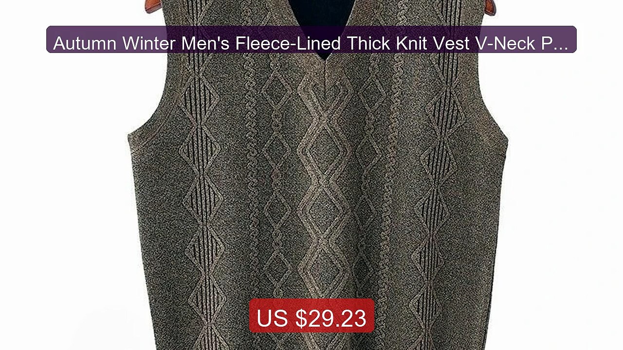 Autumn Winter Men's Fleece-Lined Thick Knit Vest V-Neck Pullover W... -- Best Deal 2026 | Shop Now!