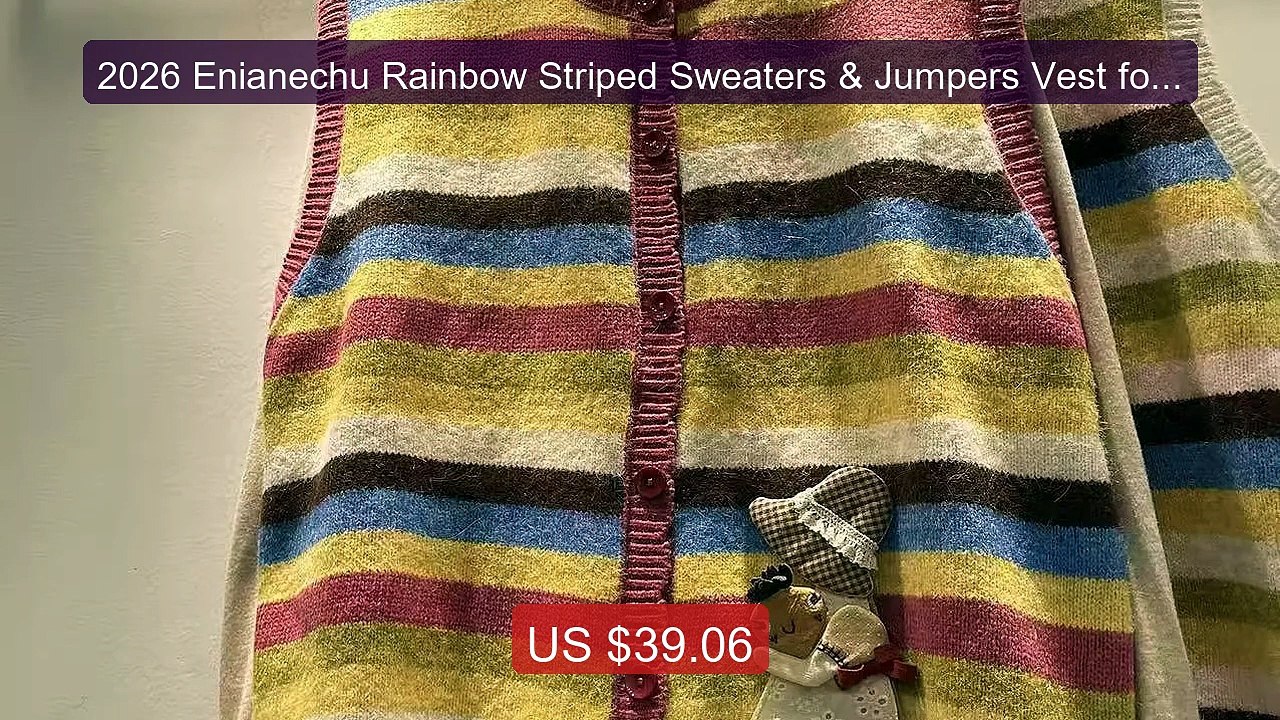 2026 Enianechu Rainbow Striped Sweaters & Jumpers Vest for Women Au... -- Top Rated 2026 | Buy Now!