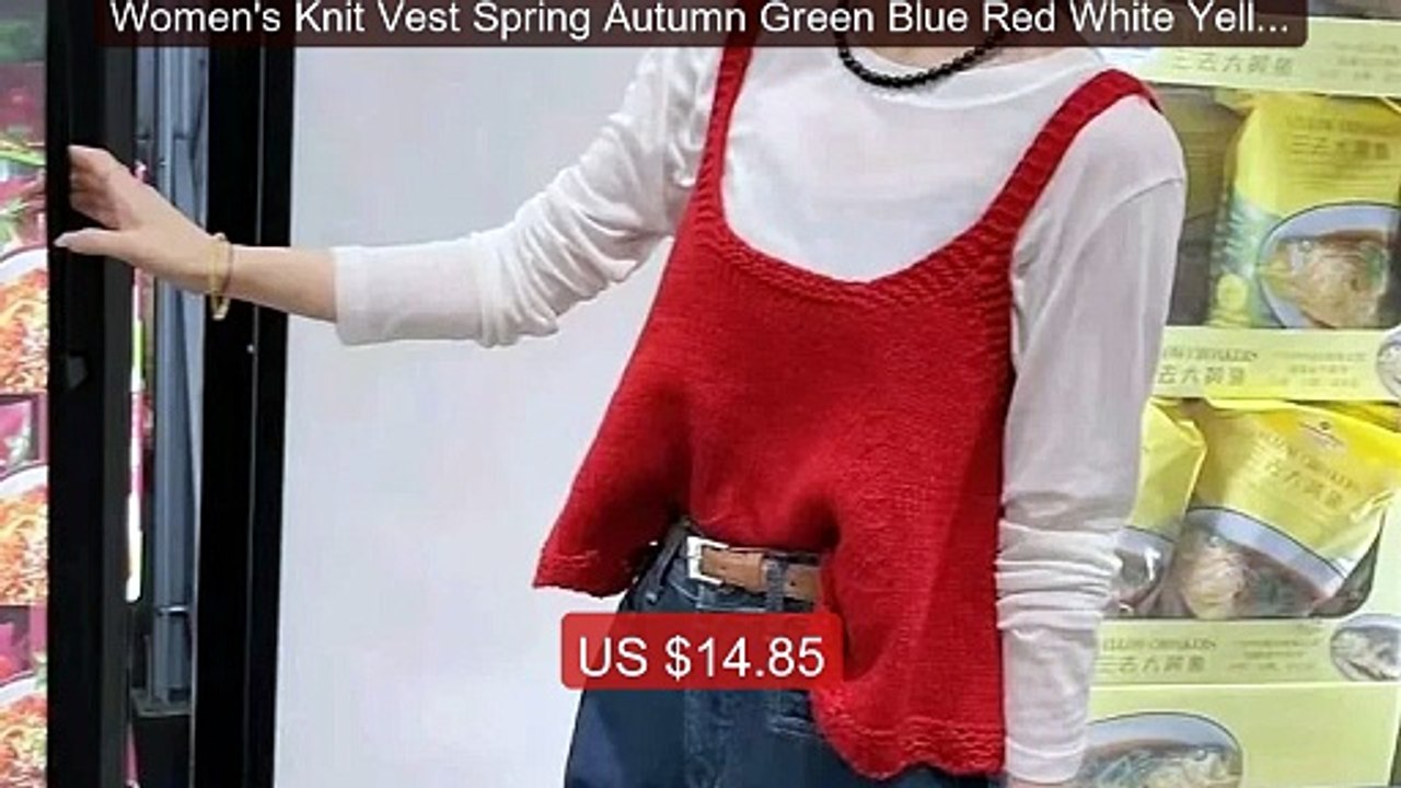 Women's Knit Vest Spring Autumn Green Blue Red White Yellow Sleeve... -- Best Deal 2026 | Shop Now!