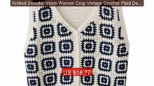 Knitted Sweater Vests Women Crop Vintage Crochet Plaid Designed Har... -- Top Rated 2026 | Buy Now!