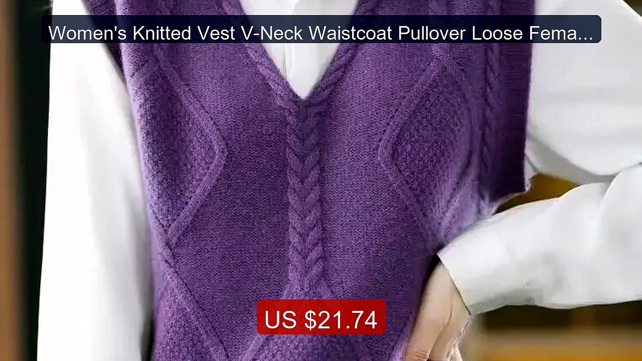 Women's Knitted Vest V-Neck Waistcoat Pullover Loose Female S... -- Amazing Value 2026 | Must Have!