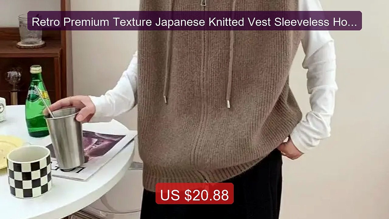 Retro Premium Texture Japanese Knitted Vest Sleeveless Hooded ... -- Hot Deal 2026 | Limited Offer!