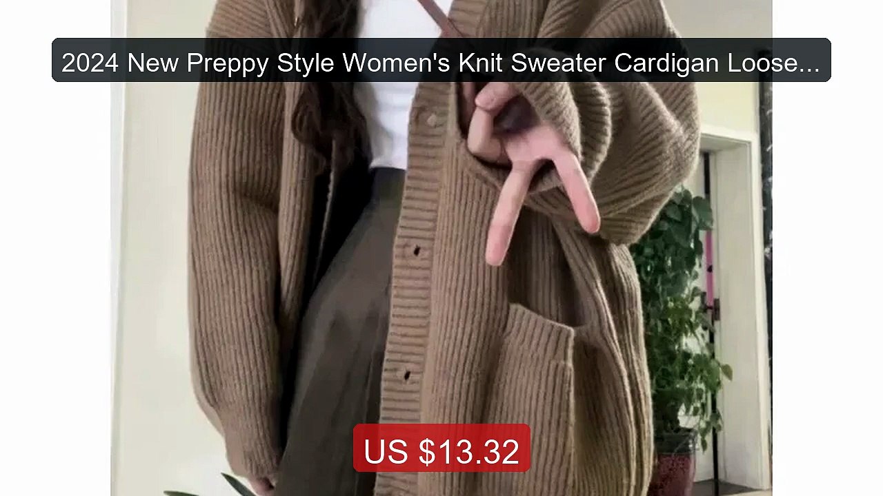 2024 New Preppy Style Women's Knit Sweater Cardigan Loose Fit V-ne... -- Best Deal 2026 | Shop Now!