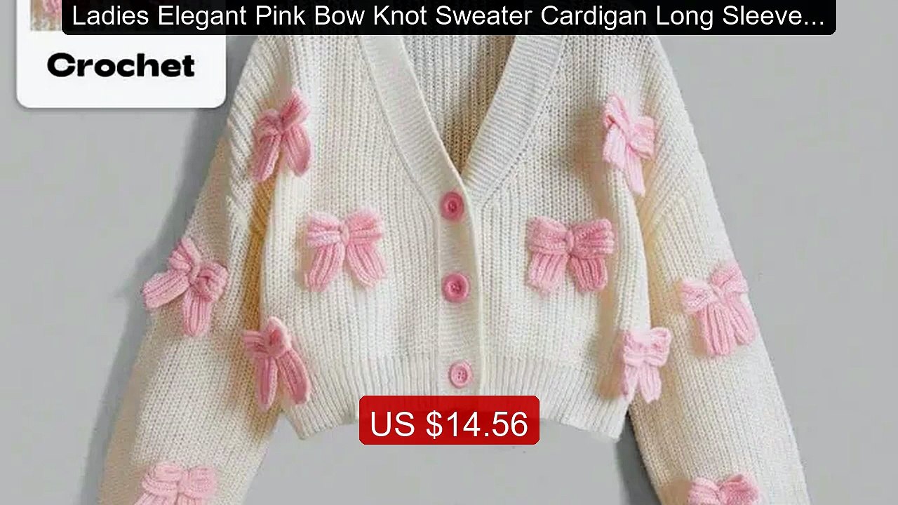 Ladies Elegant Pink Bow Knot Sweater Cardigan Long Sleeve T... -- Top Pick 2026 | Unbeatable Price!