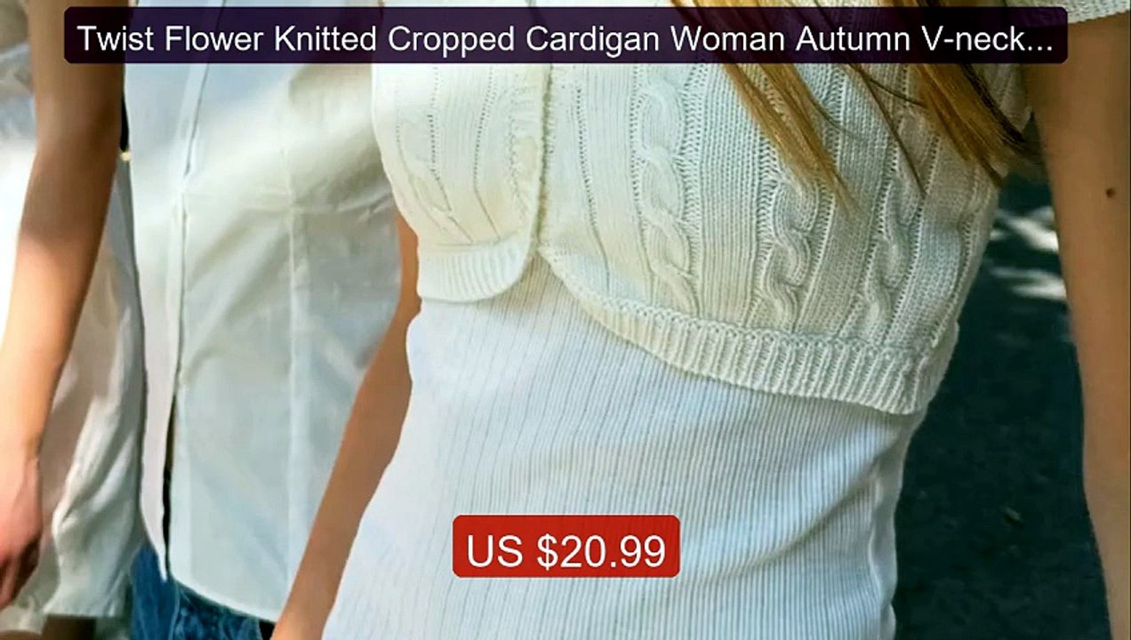 Twist Flower Knitted Cropped Cardigan Woman Autumn V-neck Single Br... -- Top Rated 2026 | Buy Now!