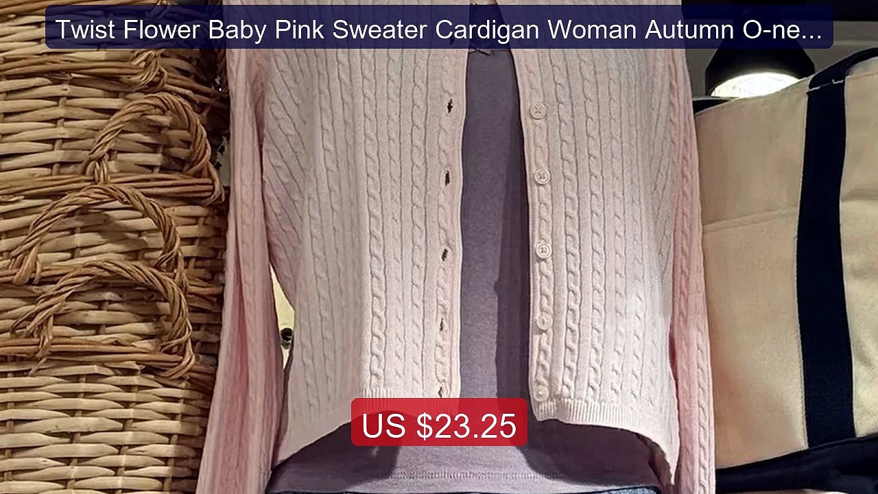Twist Flower Baby Pink Sweater Cardigan Woman Autumn O-neck Si... -- Best Buy 2026 | Great Quality!