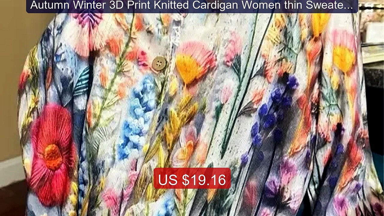 Autumn Winter 3D Print Knitted Cardigan Women thin Sweater Vintage... -- Best Deal 2026 | Shop Now!