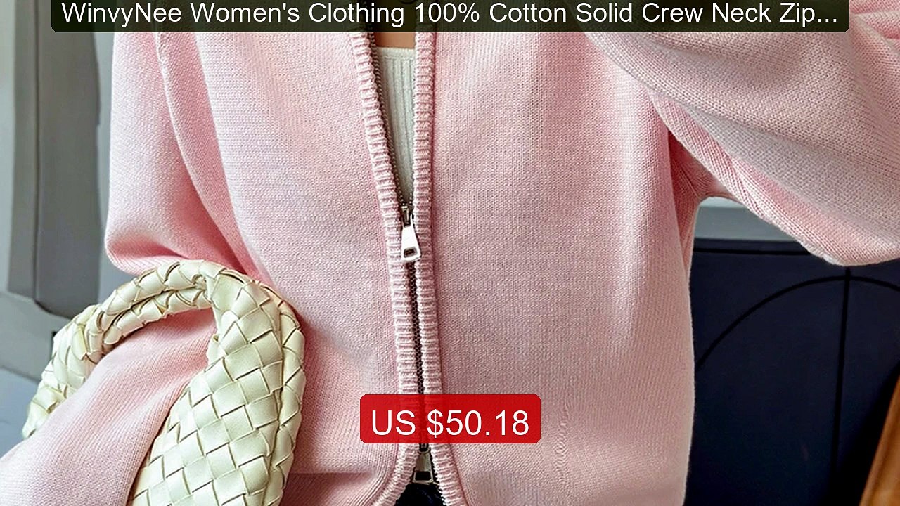 WinvyNee Women's Clothing 100% Cotton Solid Crew Neck Zip Loos... -- Best Buy 2026 | Great Quality!