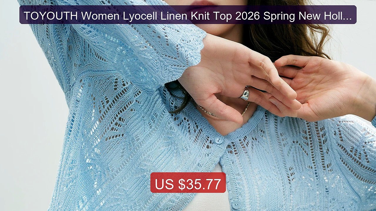 TOYOUTH Women Lyocell Linen Knit Top 2026 Spring New Hollow-Ou... -- Best Buy 2026 | Great Quality!