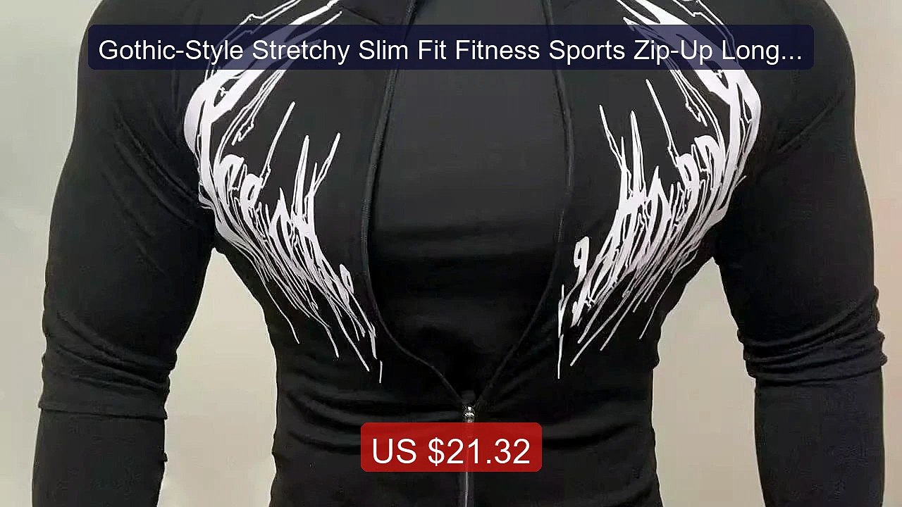 Gothic-Style Stretchy Slim Fit Fitness Sports Zip-Up Long-Sle... -- Amazing Value 2026 | Must Have!