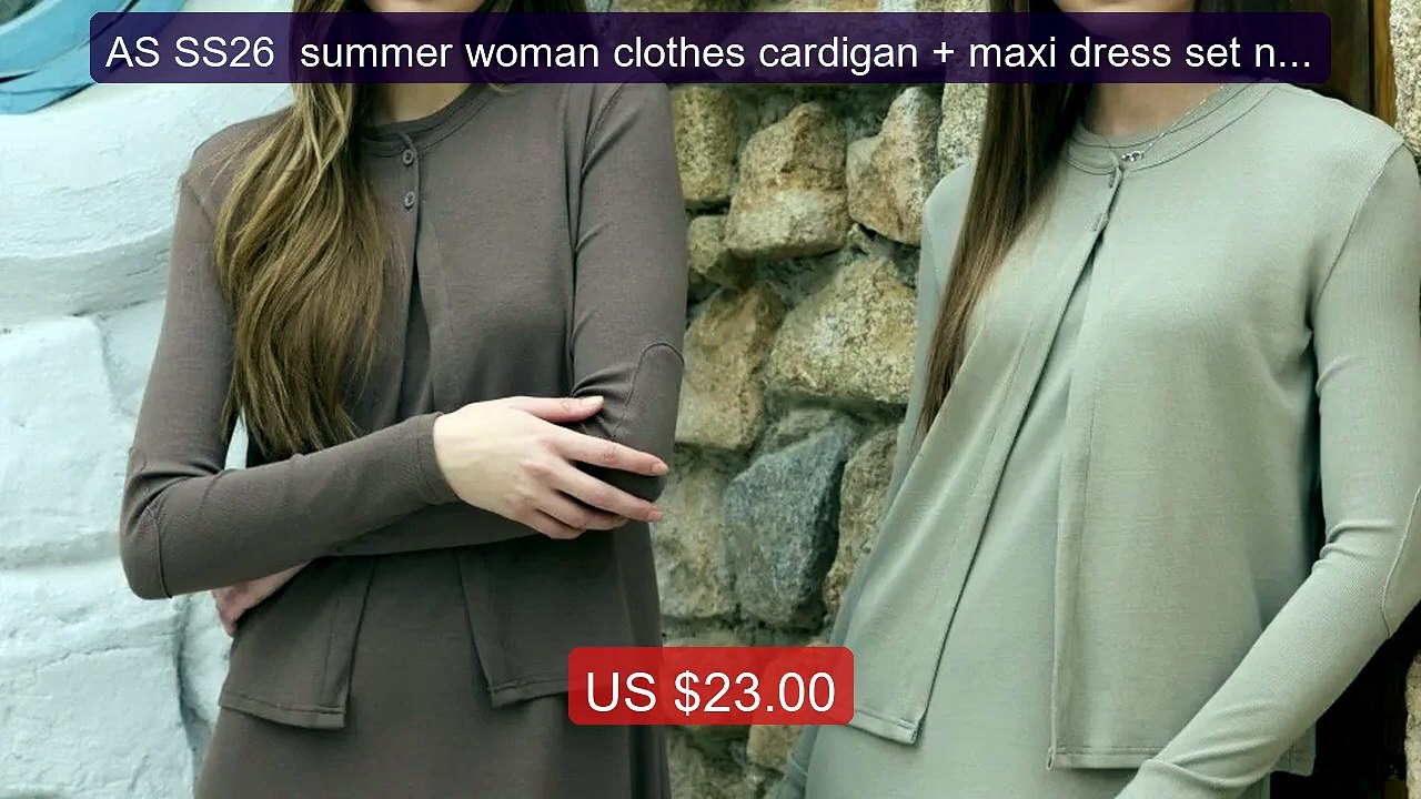 AS SS26  summer woman clothes cardigan + maxi dress set nature fibe... -- Top Rated 2026 | Buy Now!