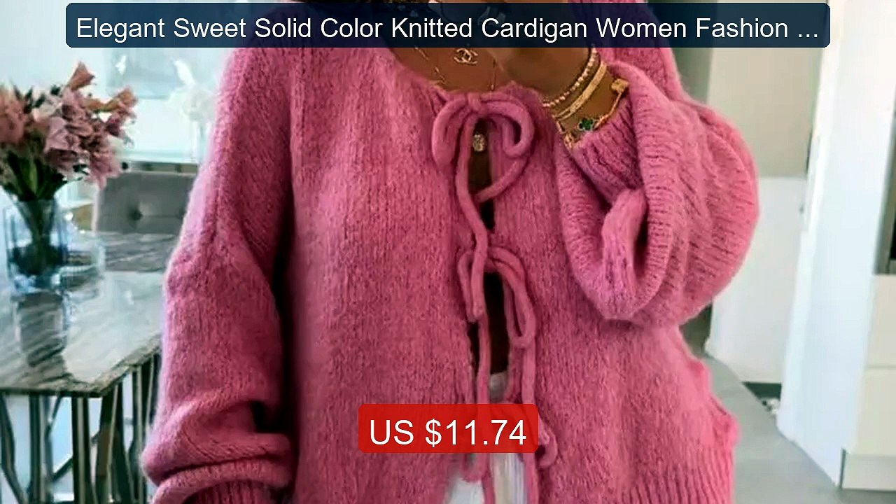 Elegant Sweet Solid Color Knitted Cardigan Women Fashion Simpl... -- Best Buy 2026 | Great Quality!