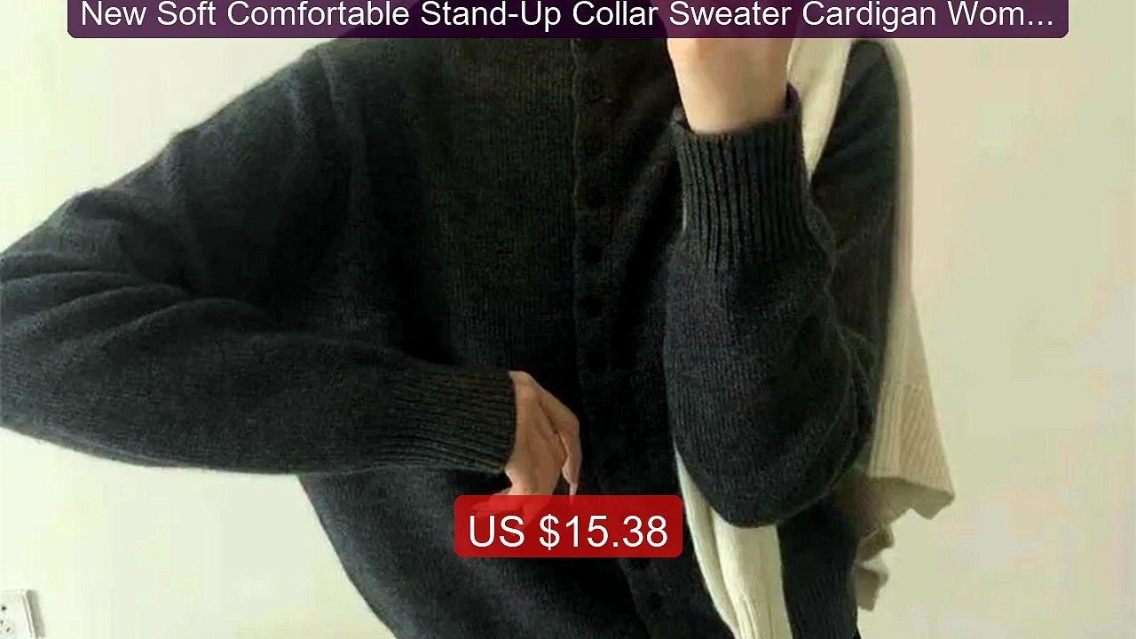New Soft Comfortable Stand-Up Collar Sweater Cardigan Women Simple ... -- Top Rated 2026 | Buy Now!