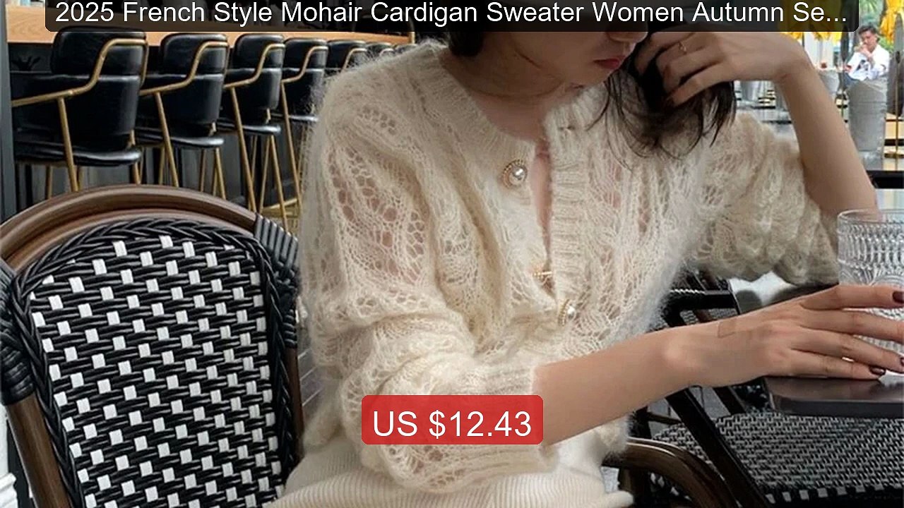 2025 French Style Mohair Cardigan Sweater Women Autumn Sexy Hollow... -- Best Deal 2026 | Shop Now!