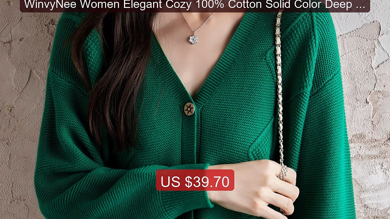 WinvyNee Women Elegant Cozy 100% Cotton Solid Color Deep V-... -- Top Pick 2026 | Unbeatable Price!