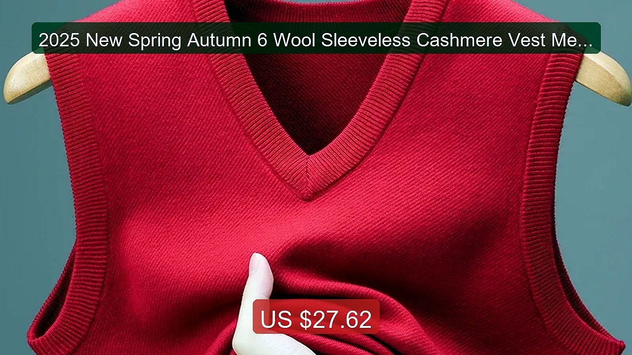 2025 New Spring Autumn 6 Wool Sleeveless Cashmere Vest Men Work Swe... -- Top Rated 2026 | Buy Now!