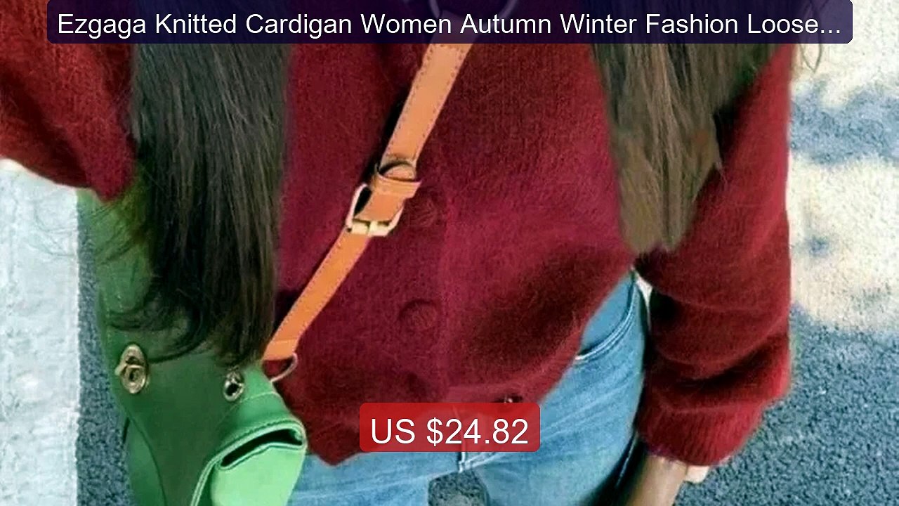 Ezgaga Knitted Cardigan Women Autumn Winter Fashion Loose Solid V ... -- Best Deal 2026 | Shop Now!