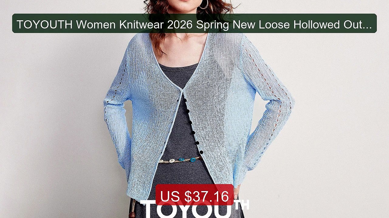 TOYOUTH Women Knitwear 2026 Spring New Loose Hollowed Out V-neck C... -- Best Deal 2026 | Shop Now!