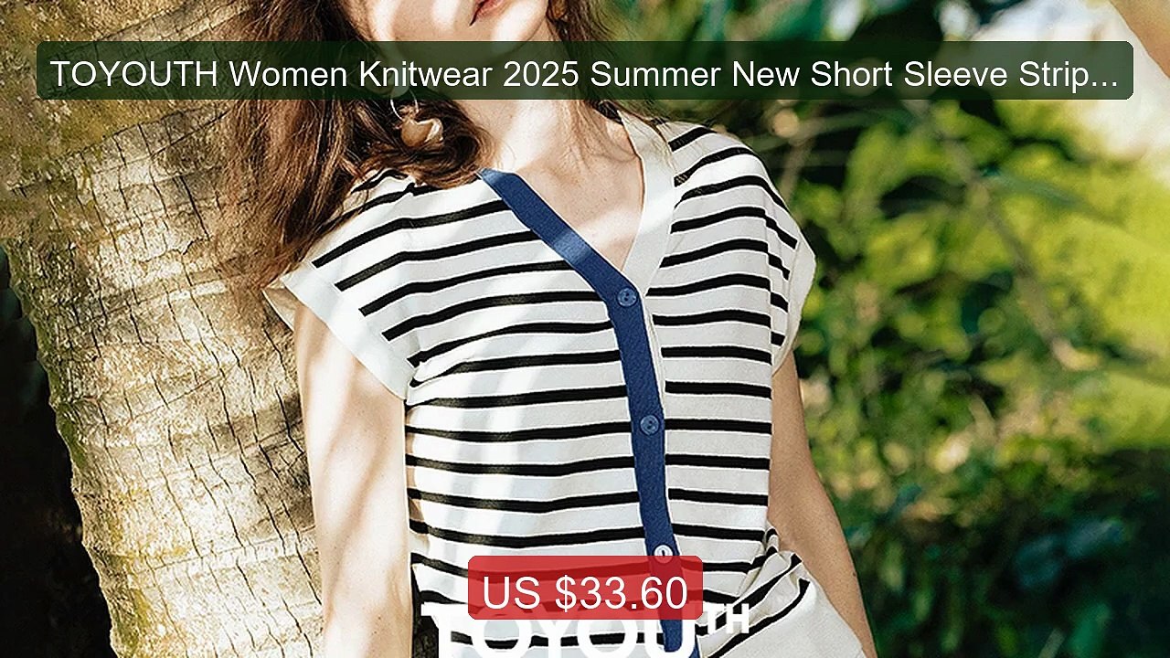TOYOUTH Women Knitwear 2025 Summer New Short Sleeve Striped Co... -- Best Buy 2026 | Great Quality!