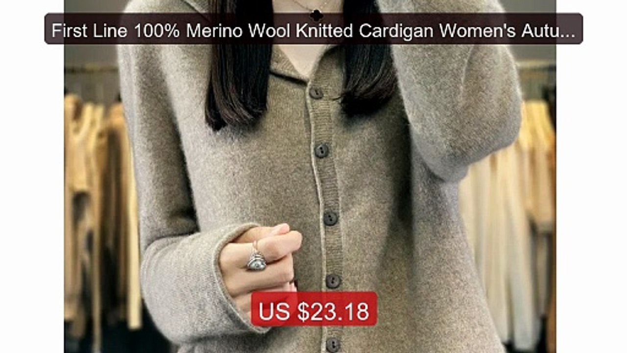 First Line 100% Merino Wool Knitted Cardigan Women's Autumn An... -- Best Buy 2026 | Great Quality!